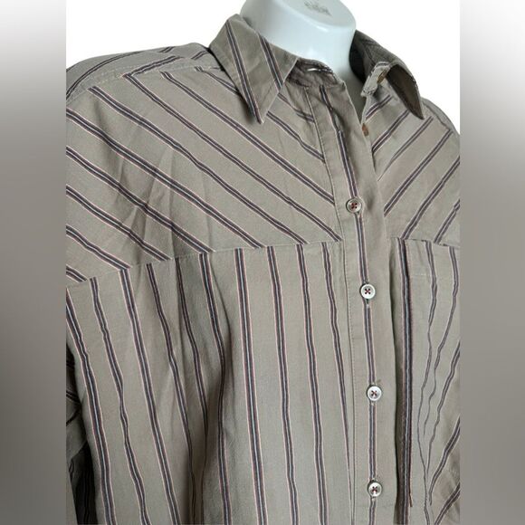 Anthropologie Pilcro Striped Ocersized Boyfriend Button Down - Picture 4 of 10